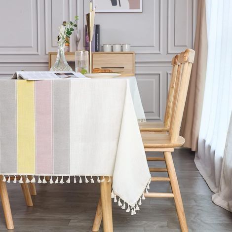 Nappe Rectangulaire Anti Tache 140x200 cm Nappe Elegante Table Cloth Linen Tablecloth Rectangle pour Maison Salle à Manger Table de Cuisine Decoration (1/5)