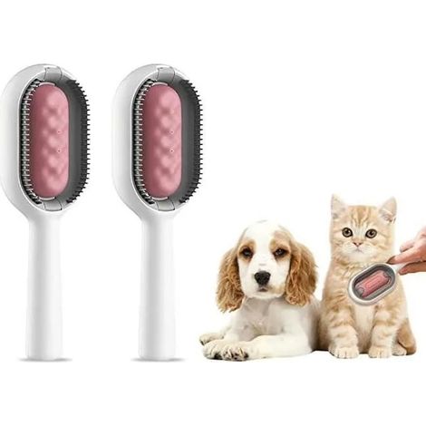 Brosse à épiler - Animaux Compagnie - 4 en 1 - Rouge - Nettoyage - Massage - Retrait des poils (1/4)