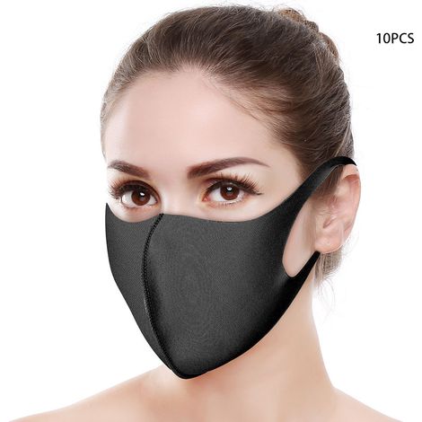 10 wiederverwendbare Staubmasken, UV-Schutz und atmungsaktiv – Schwarz