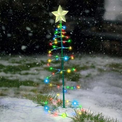 Solar Artificial Christmas Tree, Outdoor Solar Christmas Tree Decoration, Outdoor Solar Garden Light, Outdoor Solar Christmas Light String, LED Lighted Christmas Tree Decoration (Color)