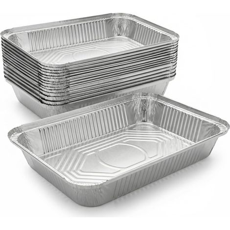 Lot de 20 plaques de cuisson jetables en aluminium (31 x 21 x 5 cm) - Pour la cuisson, le grillage, la cuisine, le stockage des aliments et une utilisation en fête (1/5)