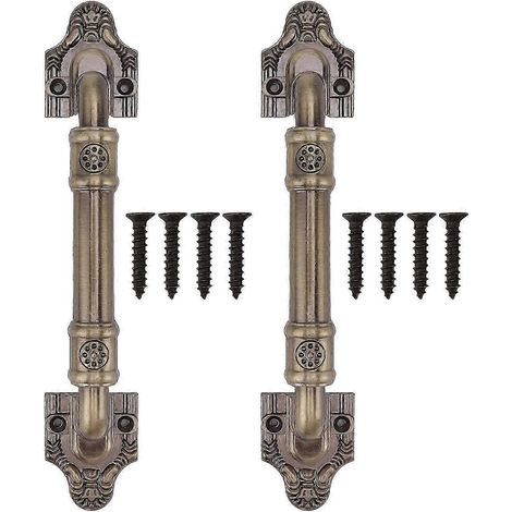 Poignées de porte de grange vintage, bronze antique, alliage d'aluminium, installation facile, bords arrondis et lisses, lot de 2 pour portails, armoires et placards (1/5)