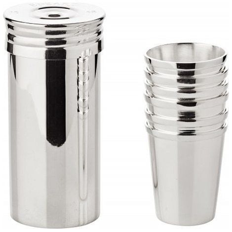 Coffret de 6 Gobelets à Shot en Métal Plaqué Argent avec Boîte de Rangement H 5 cm - PANGIVO