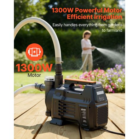 Pompe à Jet pour Puits Peu Profond 1300 W Pompe à Jet PP Débit Max 4800 L/h pour Système Irrigation Jardin Arrosage Pelouse, avec H… (1/5)