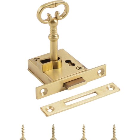 Lot de 1 serrure vintage avec clé pour porte gauche, tiroir, bureau, serrure décorative en laiton antique pour armoire, boîte à bijoux (1/5)