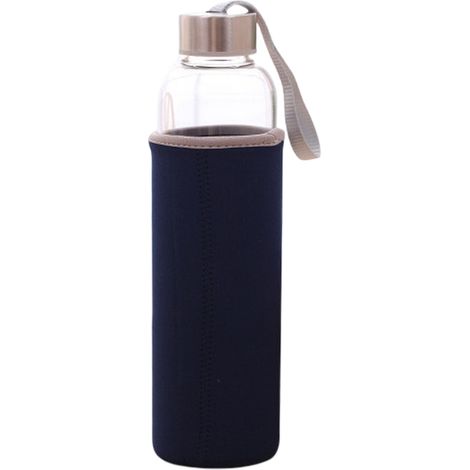 Bouteille En Verre - Couvercle En Acier Inoxydable Étanche - Avec Manchon En Tissu - 500 ml (1/5)