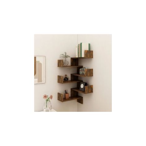 Étagères d'angle murales 2 pcs Chêne fumé 40x40x50 Bois (1/5)