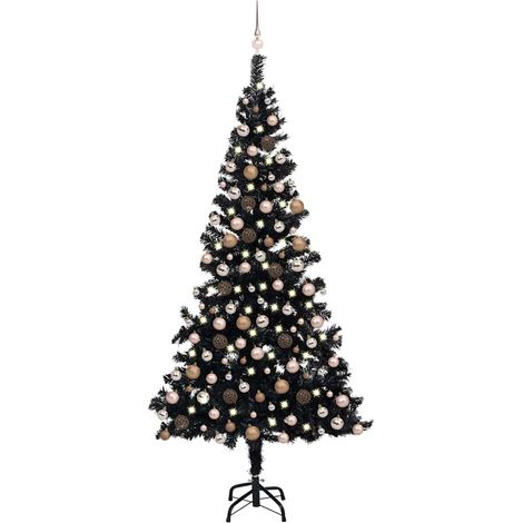 vidaXL Künstlicher Weihnachtsbaum Beleuchtung & Kugeln Schwarz 240 cm (1/5)
