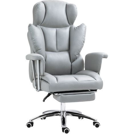 Sedia da ufficio ergonomica reclinabile con poggiapiedi, altezza regolabile, grigio chiaro (1/5)