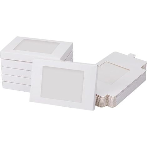24pcs White Gift Box with PVC Window Fold Paper Boxes Rectangular Kraft Paper Candy Box for Party Jewelry Bakery Packaging 8.5×12.45×1.4cm Finished (1/4)
