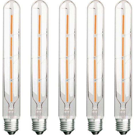 Filiyano-Lot de 5 ampoules LED tubulaires longues, 4 W, équivalent à une ampoule à incandescence de 40 W, culot E27, blanc chaud 2700 K, 400 lm, verre (1/5)