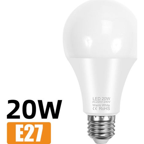 Ampoule LED à économie d'énergie pour l'éclairage domestique intérieur-E27, 20W, 2700-3500K, AC220-240V, blanc, 1pc (1/5)
