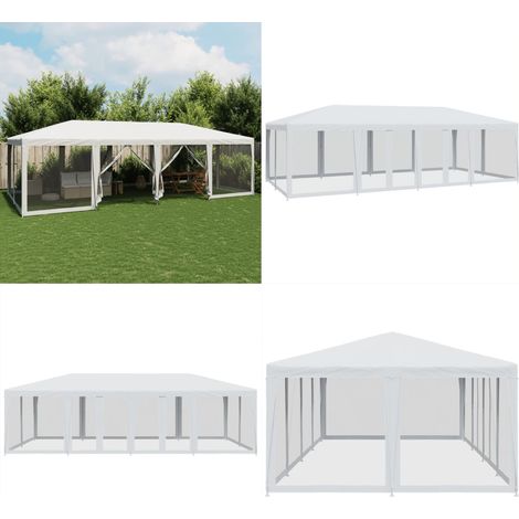 vidaXL Partyzelt mit 12 Mesh-Seitenteilen Weiß 8x4 m HDPE (1/5)