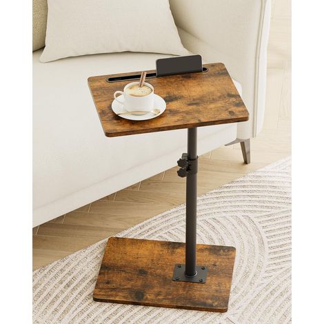 Table d'appoint en forme de C rotative à 360° - Petite table basse réglable en hauteur - 40 x 30 x (45-81) cm - Table basse en bois pour ordinateur portable - Pour chambre à coucher, salon (1/5)