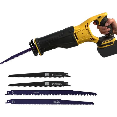 Akku Säbelsäge für Dewalt 18V, 3500RPM Akku Reciprosäge Variable Geschwindigkeit mit 4 Sägeblätter zum Schneiden von Holz Metall Kunststoff (ohne Akku) (Gelb, für Dewalt) (1/5)