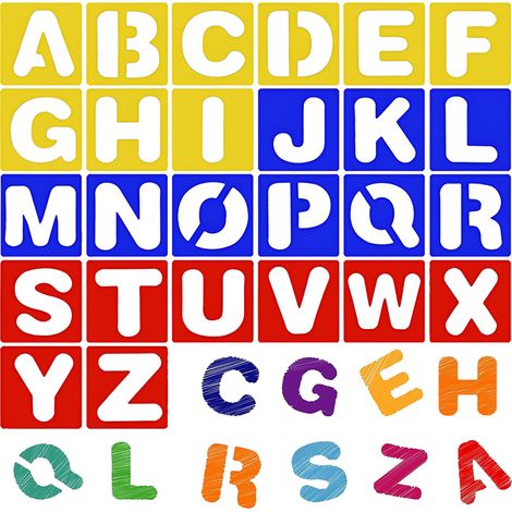 26-teiliges Buchstaben-Schablonenset, wiederverwendbare Kunstalphabet-Schablonen für Holzplatten, Malerei, DIY und Bastelarbeiten