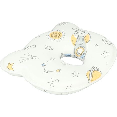 Oreiller de forme pour la tête de bébé, prévient la tête plate, motif dessin animé, oreiller de sommeil en coton doux, imprimé espace (1/5)