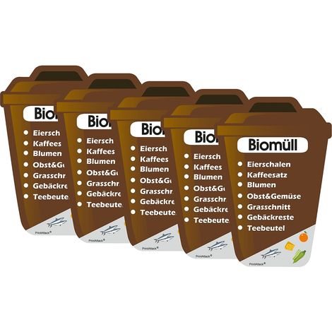 Lot de 5 autocollants de tri sélectif pour poubelle en vinyle - Différentes tailles - Anti-rayures, intempéries - Protection UV pour l'intérieur et l'extérieur - Plastique, verre (1/5)