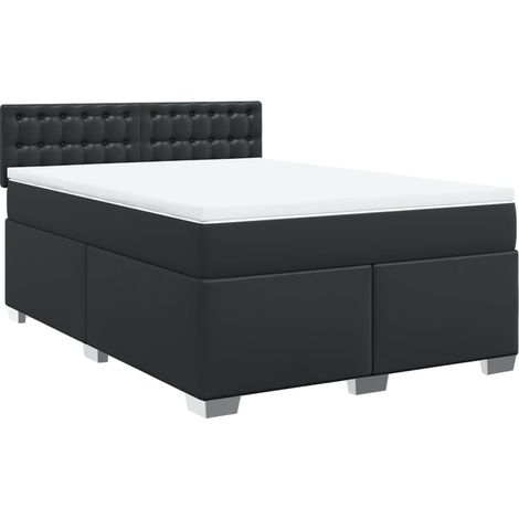 Maison Exclusive - Sommier à lattes de lit avec matelas Noir 140x190 cm Similicuir (1/5)