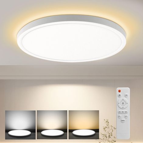 Plafonnier LED Dimmable 24W 3000K-6500K 2200LM avec Télécommande Ø29cm Rond - Lampe Plafond pour Salon Balcon Chambre Cuisine