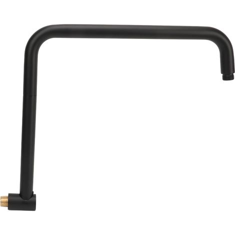 Prolongateur de douche mural en S avec rosace, bras et tube inox pivotant 360°, noir pour salle de bain (1/5)