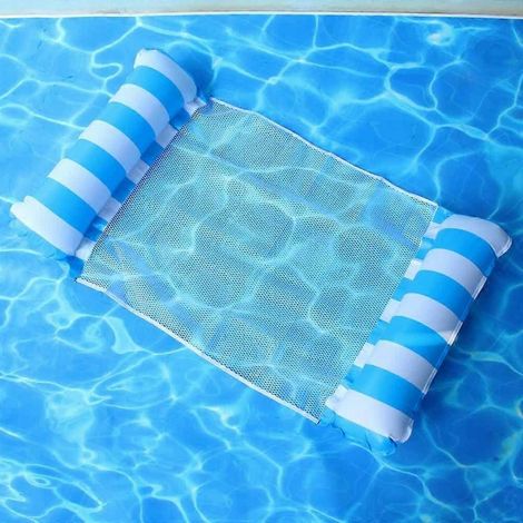 Bleu clairBouée gonflable en filet, hamac aquatique pliable de 125 à 70 cm, matelas de piscine multifonction pour adultes (1/4)