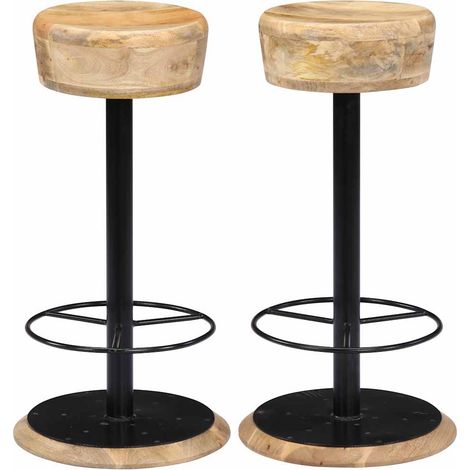 vidaXL Taburetes de cocina 2 unidades madera maciza de mango (1/5)