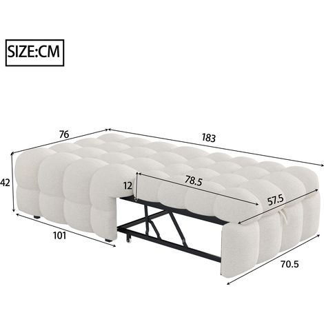 Modulares Sofa aus Stoff in Beige 183 x 76 x 72 cm HOMAIRE (1/5)