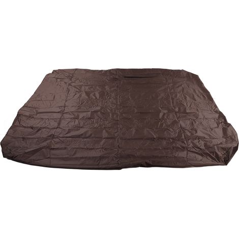 Housse de protection pour baignoire extérieure 190 cm en taffetas de polyester enduit d'argent, imperméable, pour sources thermales, format carré, résistante à la pluie, 210 x 210 x 30 cm, marron