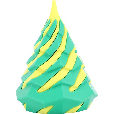 Pyramide à Passage Spiralée Sculpture Art Déco PLA 3D Impression Jaune et Vert (1/5)
