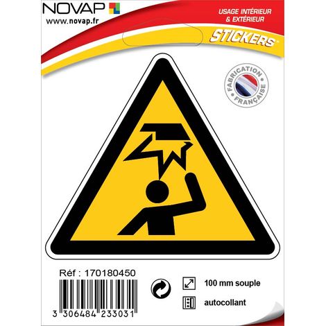 Panneau Danger obstacle en hauteur - Adhésif Triangle 100mm - 4233031