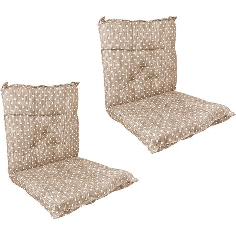 Set Cuscini Sedia Con Schienale Imbottiti Con Laccetti Banda Elastica 40 x 80 Cm CuoricinoMarrone - 2 Pezzi