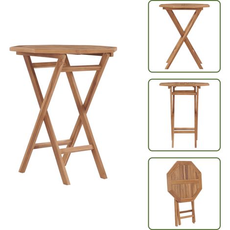 Table pliable de jardin 60x60x75 cm Bois de teck solide - Table Pliante - Table De Jardin - Mobilier De Jardin - Teck - Table Extérieure (1/5)