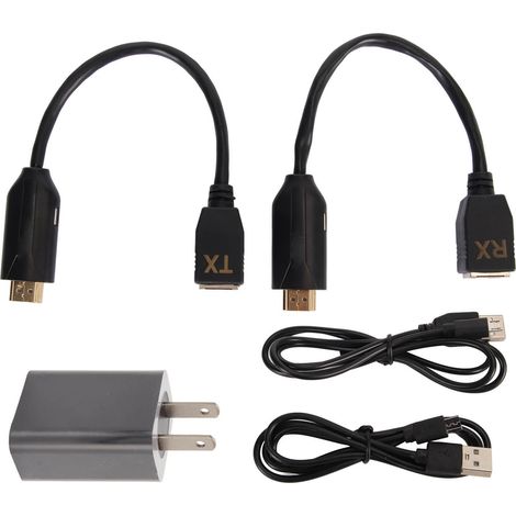 Amplificateur HDMI Full HD 1080p sur Cat5e/Cat6 jusqu'à 60 m, émetteur-récepteur RJ45 avec adaptateur secteur 100-240V prise US (1/5)