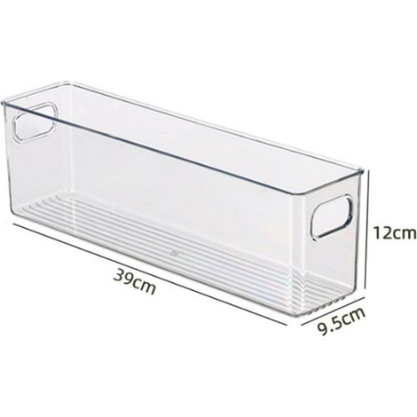Caja de almacenamiento para armario/cocina, contenedor mediano de plástico para refrigerador, caja larga, transparente (1/3)