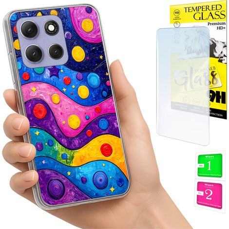 Funda para Motorola Moto G86 Power Photo con diseño de ondas y cristal 9H. (1/5)