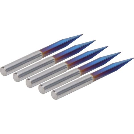 Lot de 5 fraises V gravure carbure tungstène, tige 4mm, 2 coupes, droit, 4x0,4x15, outil de sculpture précision (1/5)