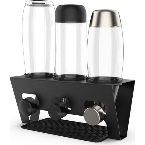 Range Bouteille pour SodaStream, 3 Trous Supports d'Égouttage Noir pour Crystal, Easy, Power, Penguin, Fuse, Emil, Rainsworth (1/5)