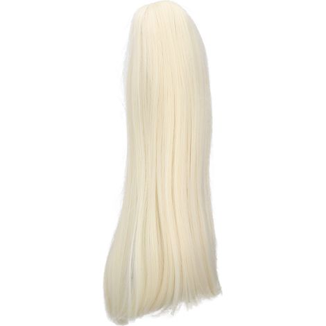 Perruque de poupée 8 à 9 pouces, fibre résistante à la chaleur, cheveux raides dorés, remplacement capillaire 1/3, pour bricolage et coiffure DIY (1/5)