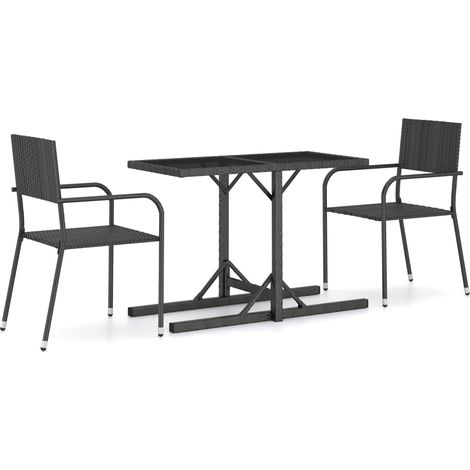 Set Mobili da Pranzo per Giardino 3 pz Nero vidaXL (1/5)