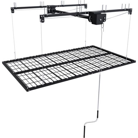 Scaffale da soffitto per garage in acciaio con sistema a manovella, 136 kg