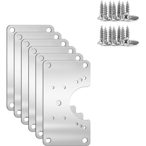 Lot de 6 plaques de réparation de charnières avec vis en forme de U large pour fenêtres, portes, meubles et armarios (1/5)