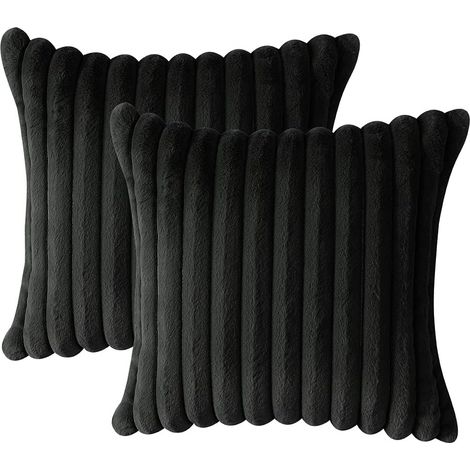 CCYKXA 2er-Set - Weiche Kissenbezüge aus Kunstfell, Kissenhüllen zur Dekoration von Schlafzimmer, Bett, Auto, Zuhause, Sofa (40x40cm, Schwarz, Kissenfüllung nicht enthalten)