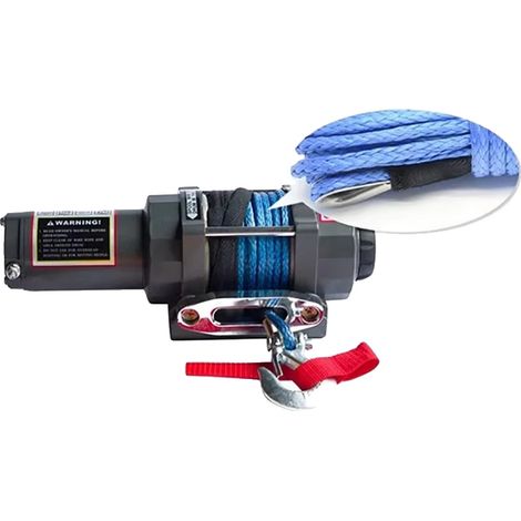 Elektrische Winde, Zugkraft 4500lbs, Eingangsspannung 12V, Ausgangsleistung 0.9kw, Übersetzungsverhältnis 166:1, Gesamtabmessungen 14,45" x 4,5" x (1/4)