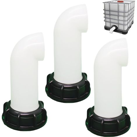 Set mit 3 IBC-Ablaufarmaturen: IBC-Adapter S60 x 6 Grobgewinde, IBC-Ablaufschlauch, IBC-Ablaufhahn, 60-mm-IBC-Ablaufstutzen für IBC-Tanks, Auslaufstutzen