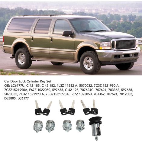 Türschließzylinder-Set mit Schlüsseln – Kompatibel mit Ford Excursion 2000–2005 – Komplettset