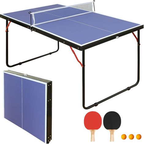 Table de Tennis de Table Pliable 137,2 cm avec Filet, 2 Raquettes et 3 Balles - Intérieur & Extérieur (1/5)