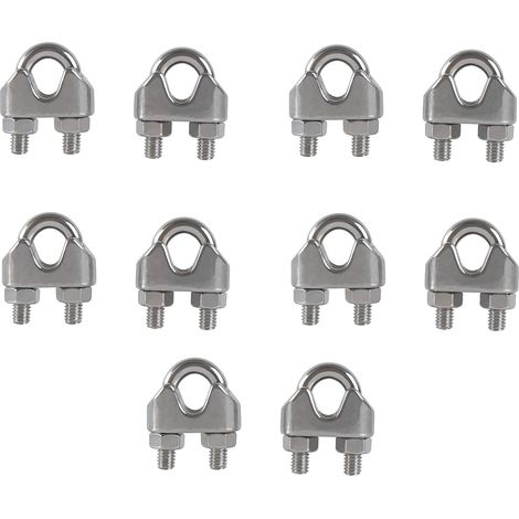 M6 Serre-câbles Etrier U Boulon Clip de Câble 304 Acier inoxydable Selle de pince de Câble Câble métallique Clips pour etendoir linge exterieur10PCS (1/5)