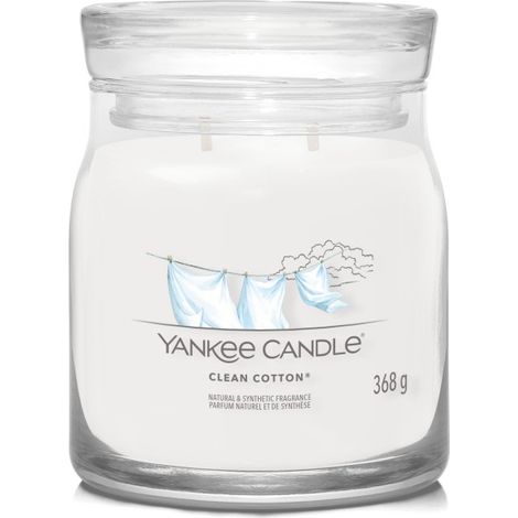 Clean Cotton – Yankee Candle Signature – Mittlere Kerze mit zwei Dochten – Neuheit 2022