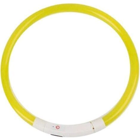 LED-Blinklicht-Hundehalsband, Leuchtring, Sicherheit, USB-aufladbar, hell, wasserdicht, gelb (1/3)